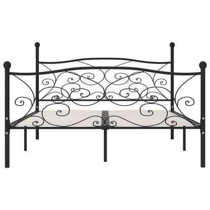 Bed Frame With Slatted Base Black Metal 180X200 Cm Super King