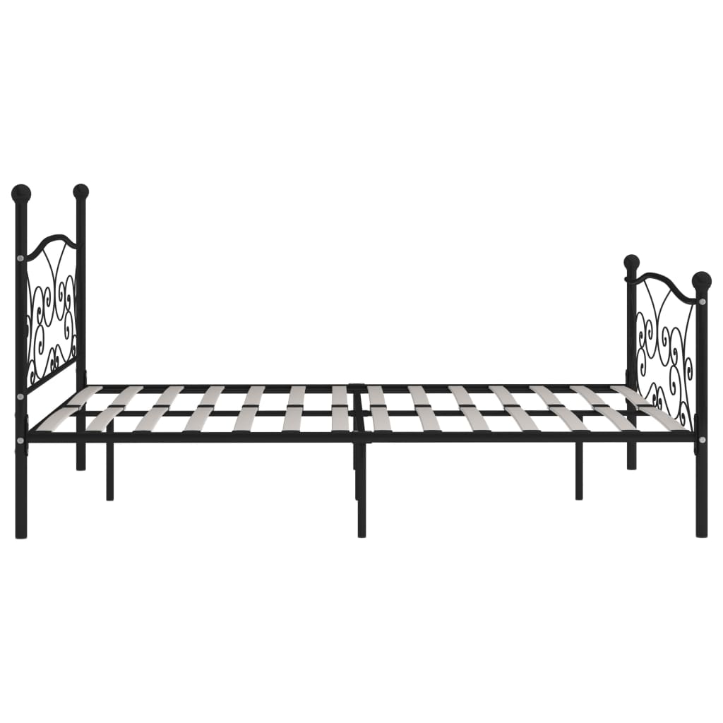 Bed Frame With Slatted Base Black Metal 180X200 Cm Super King