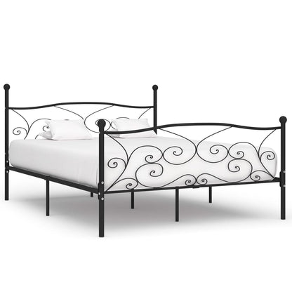 Bed Frame Without Mattress With Slatted Base Black Metal 200X200 Cm