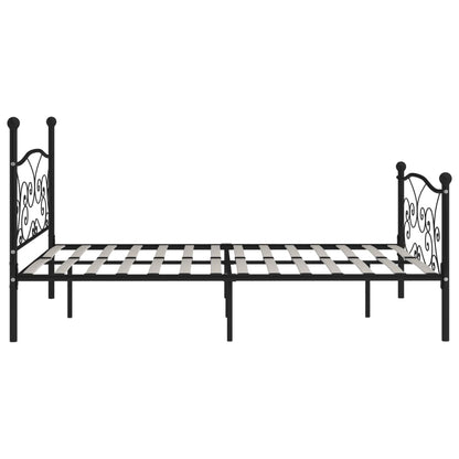 Bed Frame Without Mattress With Slatted Base Black Metal 200X200 Cm