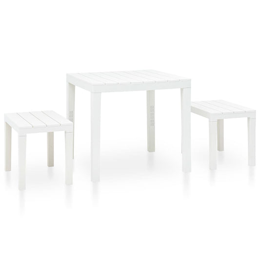 Garden Table With 2 Benches Plastic White