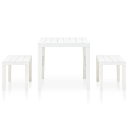 Garden Table With 2 Benches Plastic White