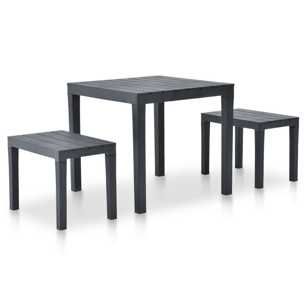 Garden Table With 2 Benches Plastic Anthracite