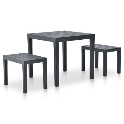 Garden Table With 2 Benches Plastic Anthracite