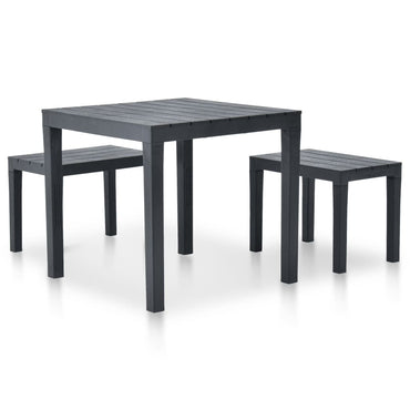 Garden Table With 2 Benches Plastic Anthracite