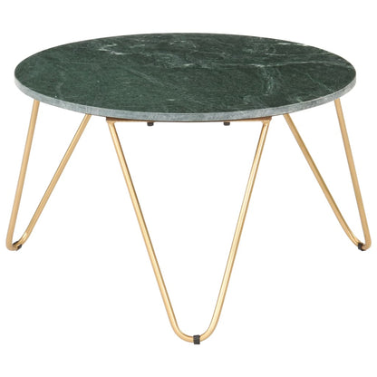 Coffee Table Green 65X65X42 Cm Real Stone With Marble Texture