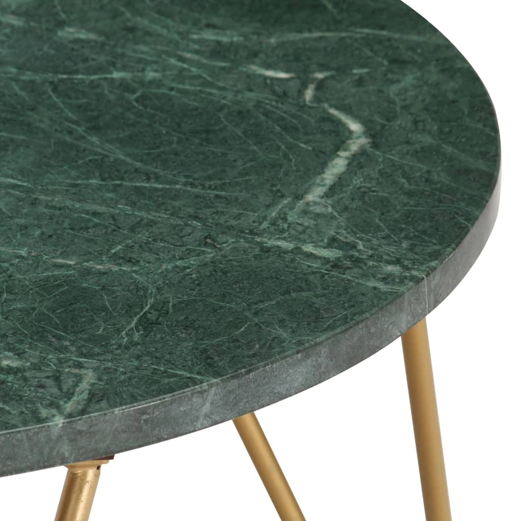 Coffee Table Green 65X65X42 Cm Real Stone With Marble Texture