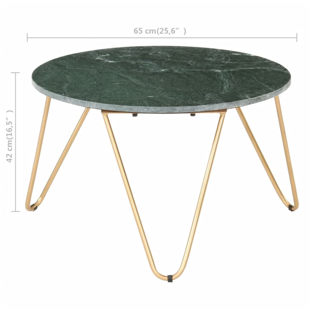 Coffee Table Green 65X65X42 Cm Real Stone With Marble Texture