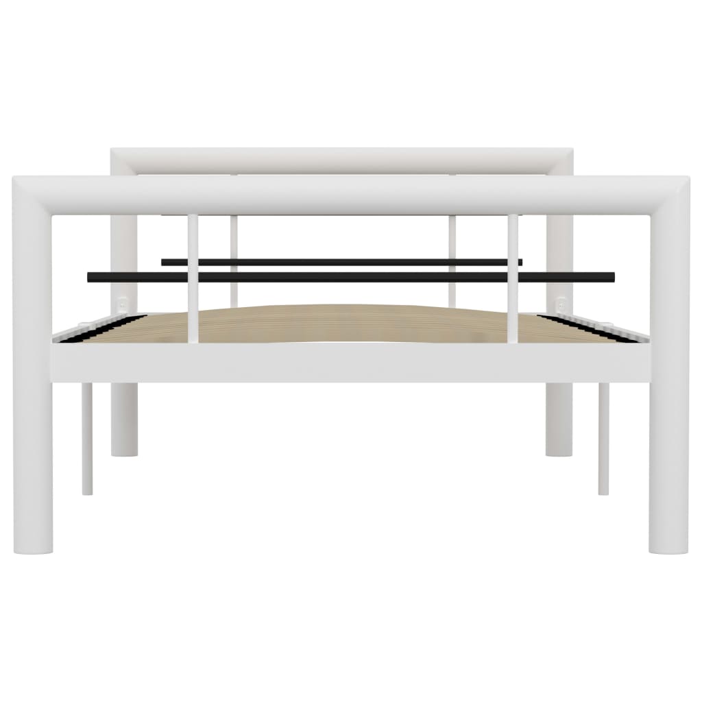 Bed Frame White And Black Metal 100X200 Cm