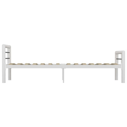 Bed Frame White And Black Metal 100X200 Cm