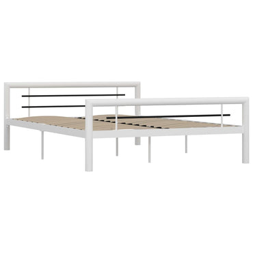 Bed Frame White And Black Metal 120X200 Cm