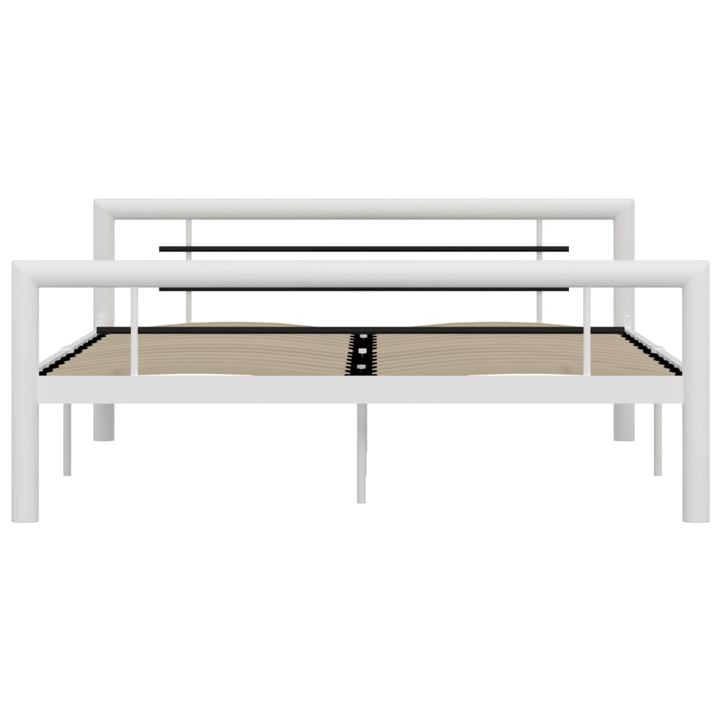 Bed Frame White And Black Metal 120X200 Cm