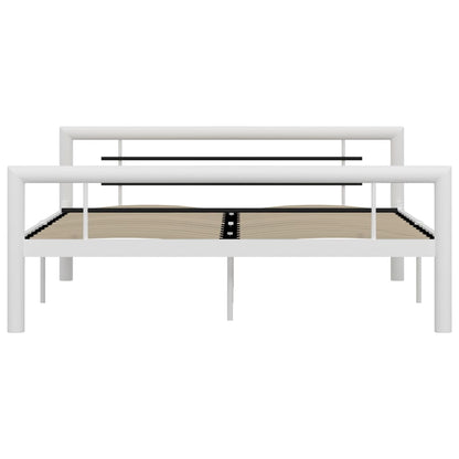 Bed Frame White And Black Metal 120X200 Cm