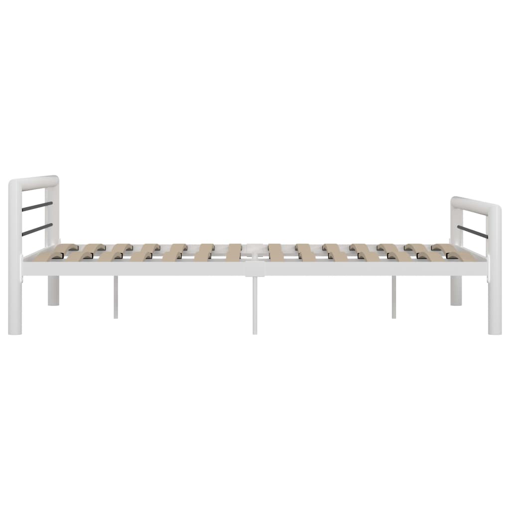 Bed Frame White And Black Metal 120X200 Cm