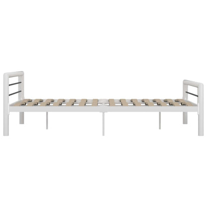 Bed Frame White And Black Metal 120X200 Cm