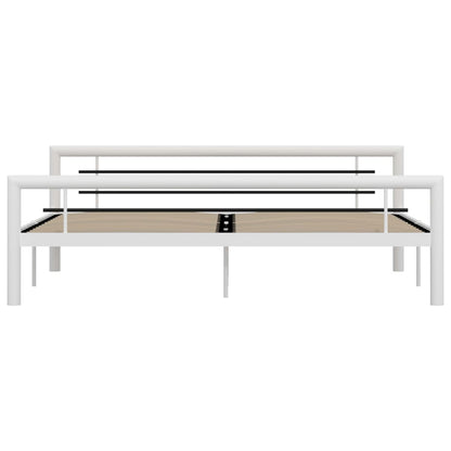 Bed Frame White And Black Metal 180X200 Cm Super King