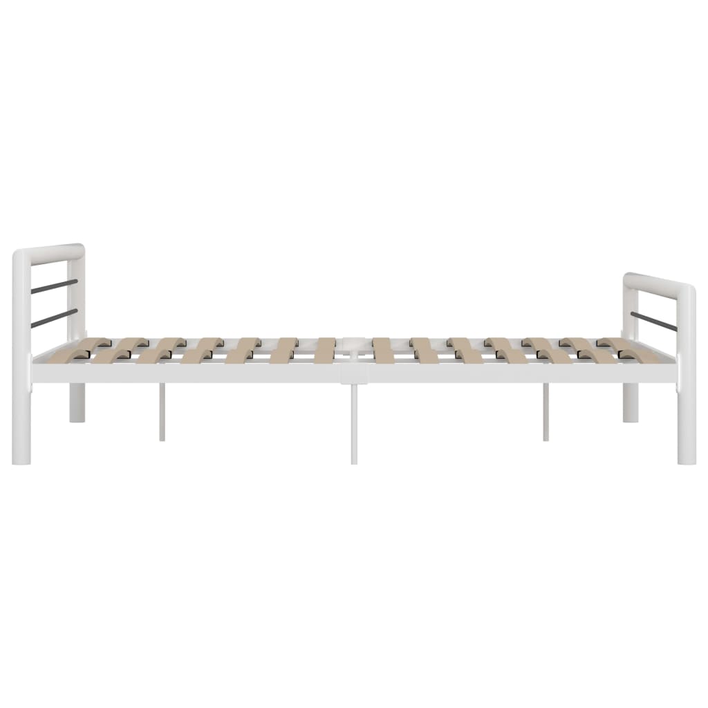 Bed Frame White And Black Metal 180X200 Cm Super King