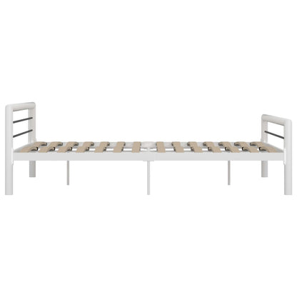 Bed Frame White And Black Metal 180X200 Cm Super King