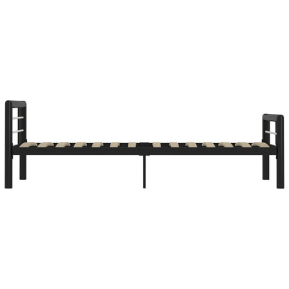 Bed Frame Black And White Metal 90X200 Cm