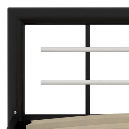 Bed Frame Black And White Metal 90X200 Cm