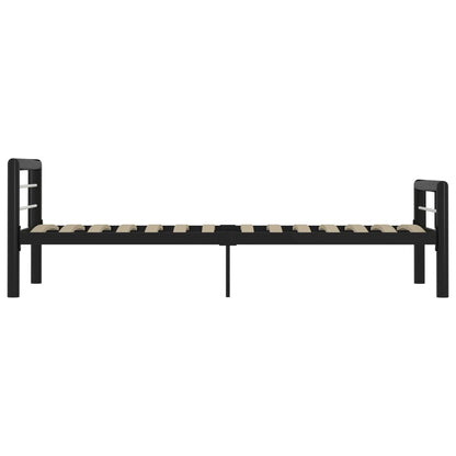 Bed Frame Without Mattress Black And White Metal 100X200 Cm