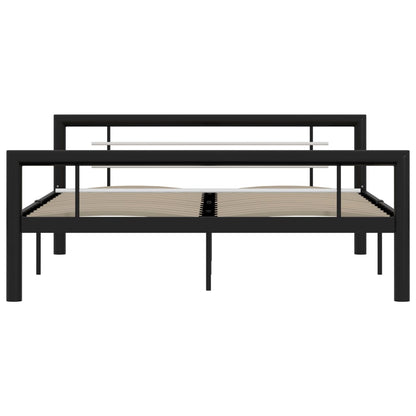 Bed Frame Black And White Metal 120X200 Cm