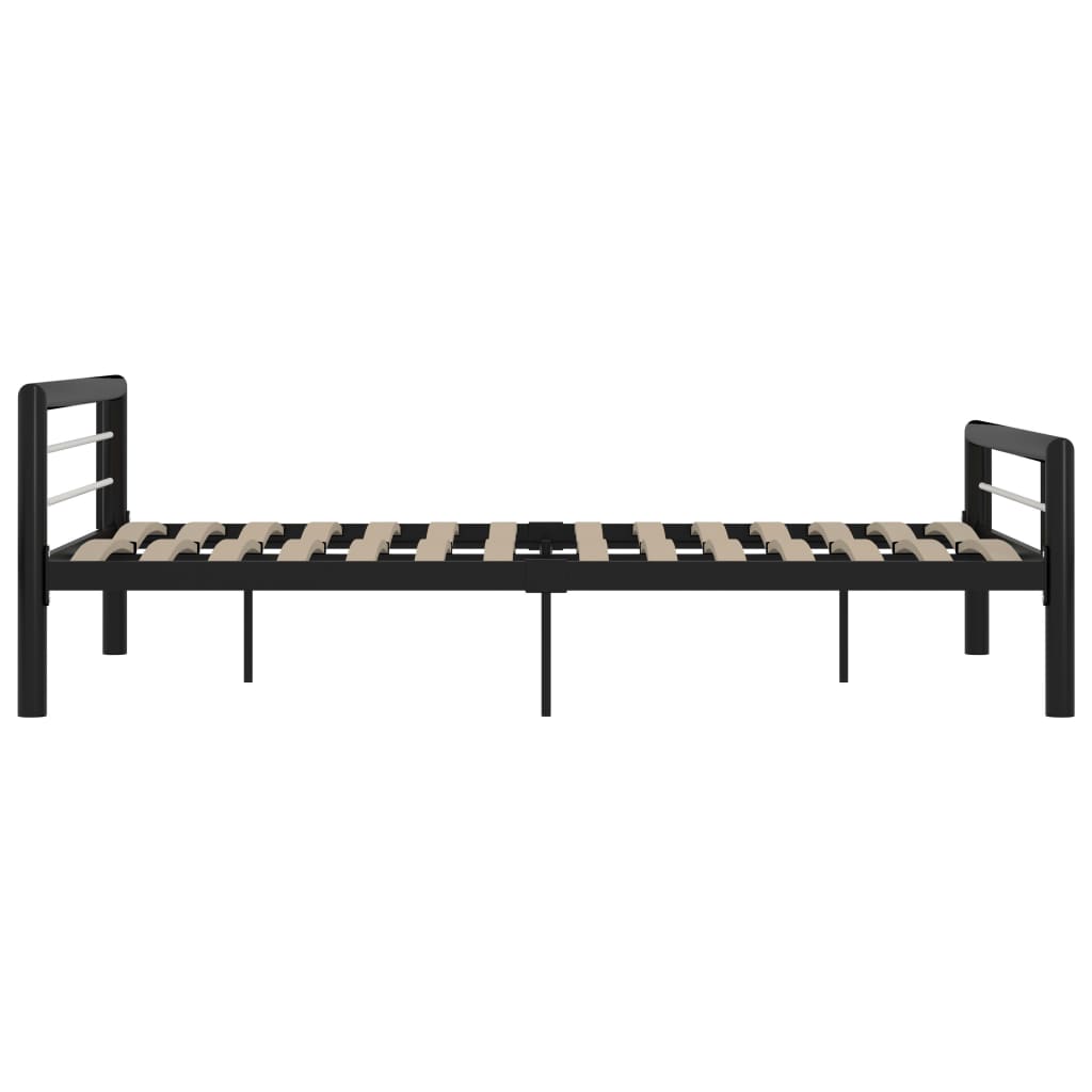 Bed Frame Black And White Metal 120X200 Cm