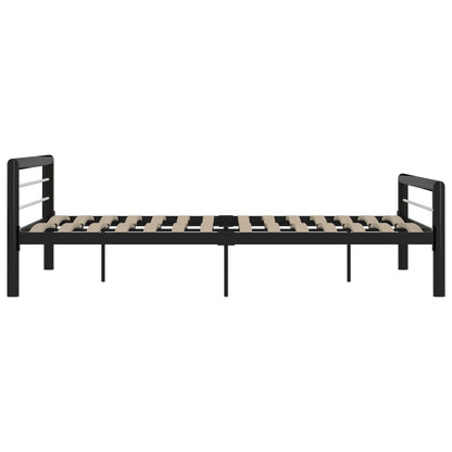 Bed Frame Without Mattress Black And White Metal 180X200 Cm Super King