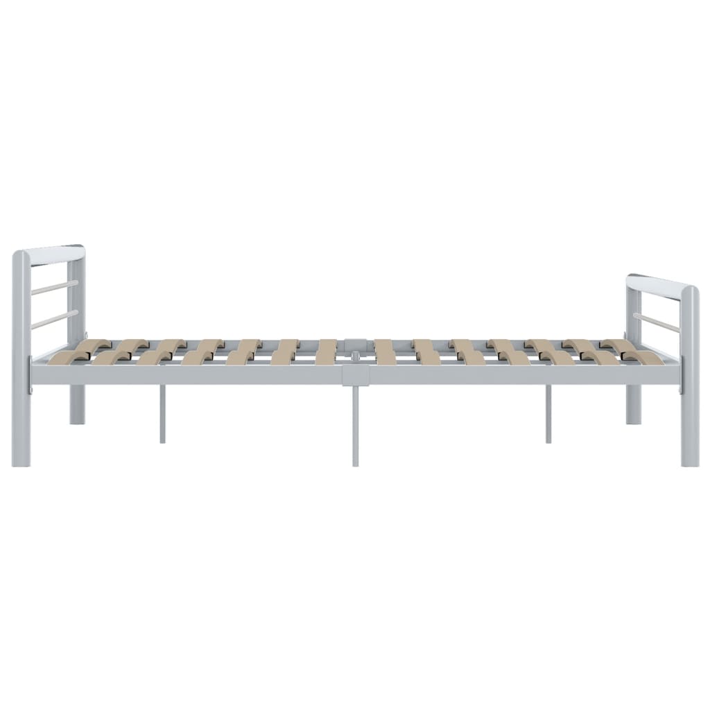 Bed Frame Grey And White Metal 180X200 Cm Super King