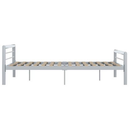 Bed Frame Grey And White Metal 180X200 Cm Super King