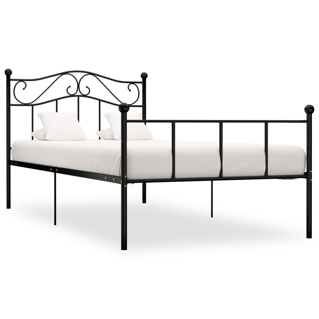 284523 Bed Frame Without Mattress Black Metal 90X200 Cm