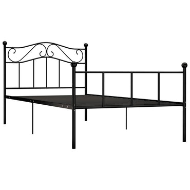 284523 Bed Frame Without Mattress Black Metal 90X200 Cm