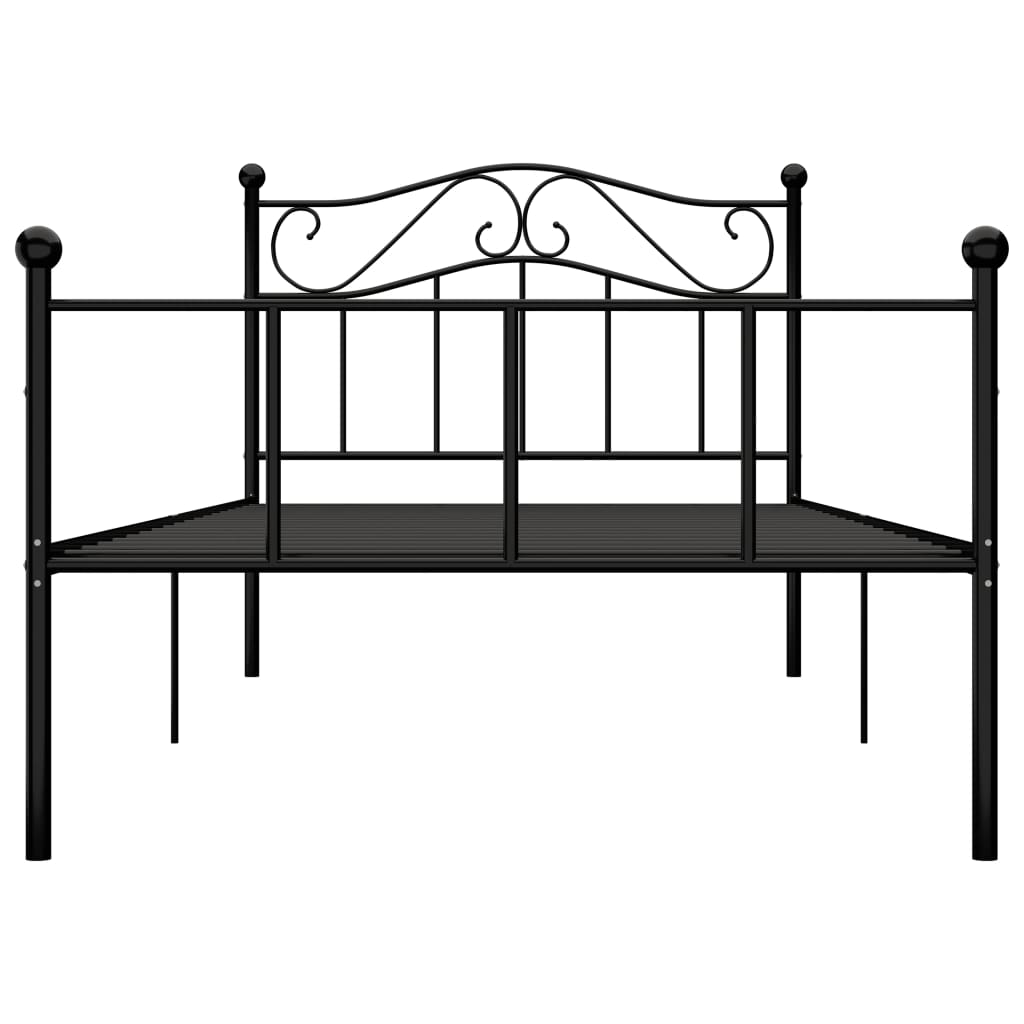 284523 Bed Frame Without Mattress Black Metal 90X200 Cm