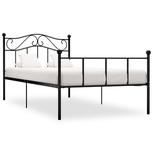 284524 Bed Frame Without Mattress Black Metal 100X200 Cm