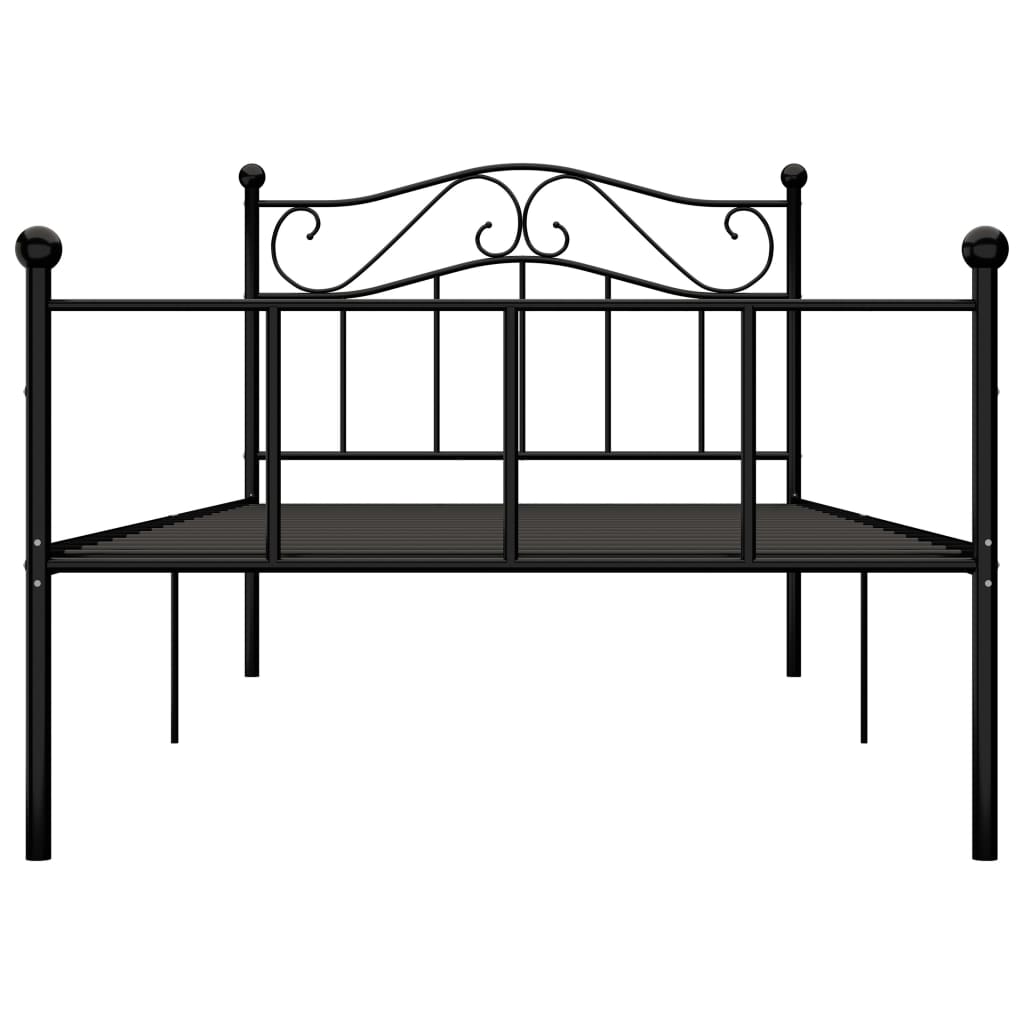 284524 Bed Frame Without Mattress Black Metal 100X200 Cm