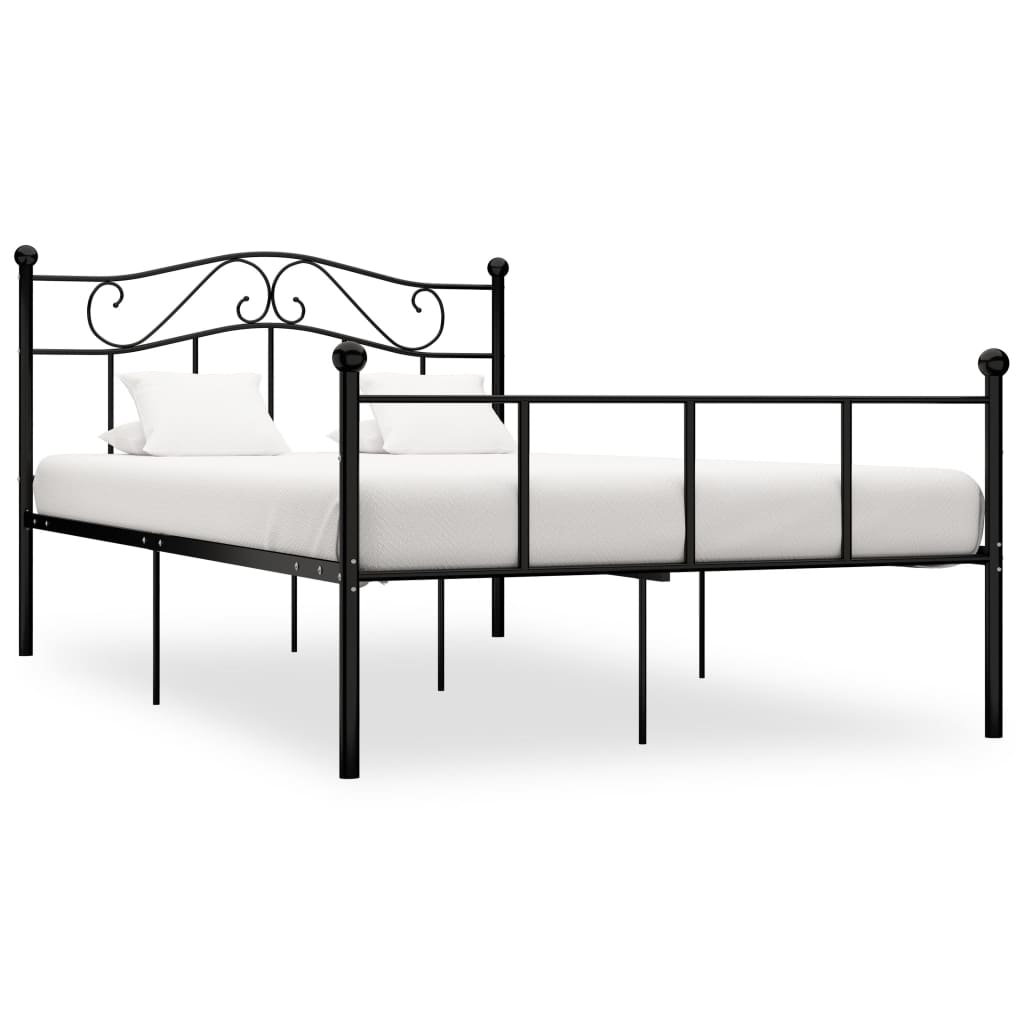 284525 Bed Frame Without Mattress Black Metal 120X200 Cm