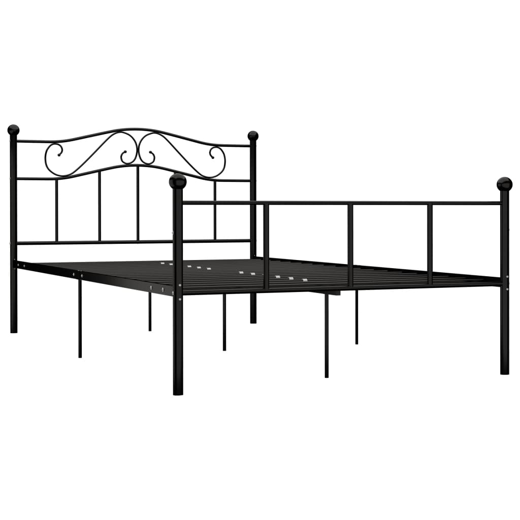 284525 Bed Frame Without Mattress Black Metal 120X200 Cm