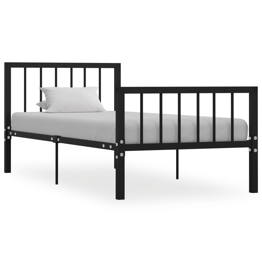 284568 Bed Frame Without Mattress Black Metal 90X200 Cm