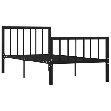 284568 Bed Frame Without Mattress Black Metal 90X200 Cm