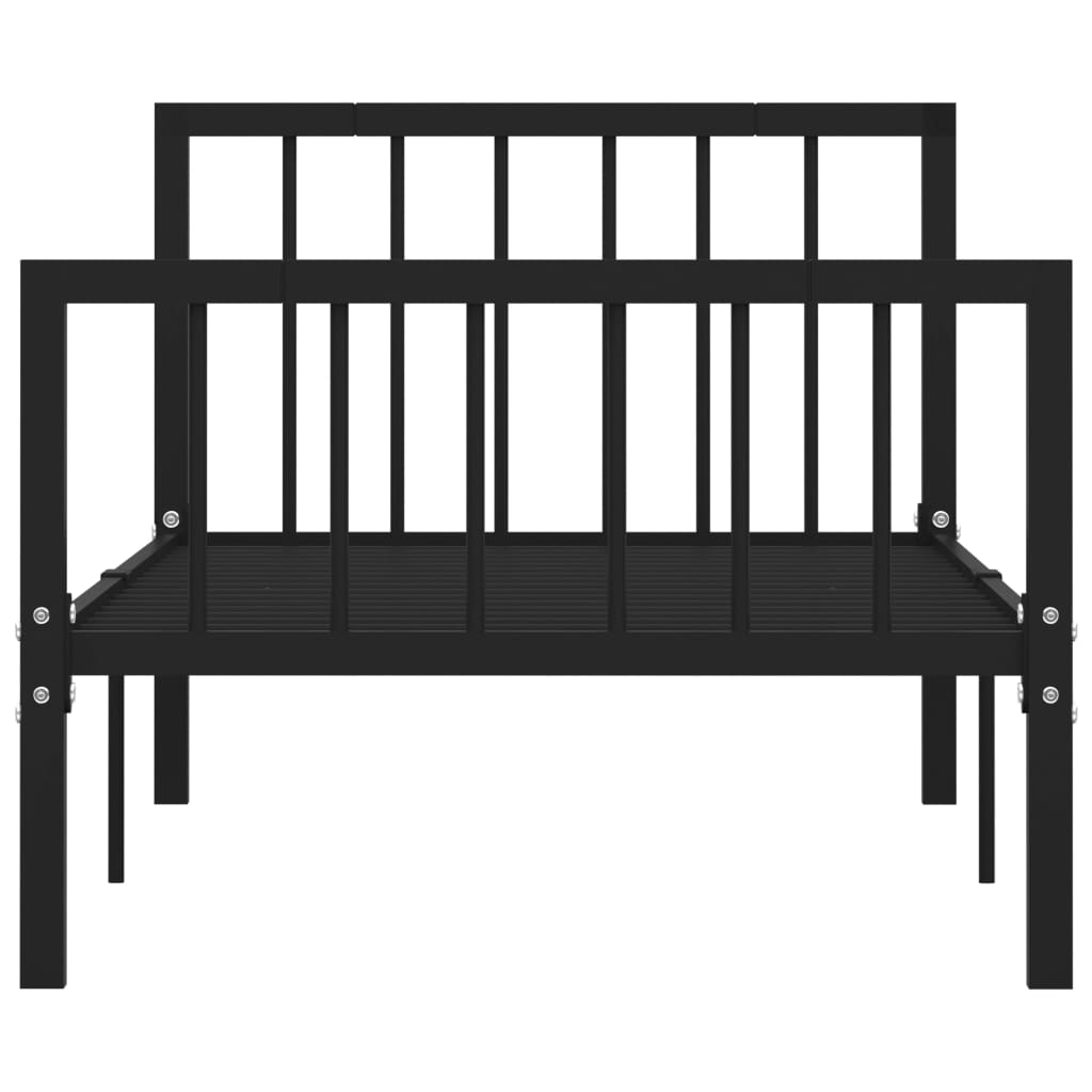 284568 Bed Frame Without Mattress Black Metal 90X200 Cm