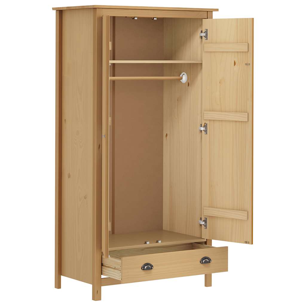 2-Door Wardrobe Hill | Hinged | Honey Brown | Drawer & Shelf | 2 Doors | 89cm