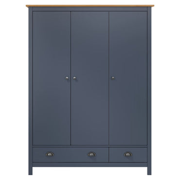 3-Door Wardrobe Hill Grey 127X50X170 Cm Solid Pine Wood