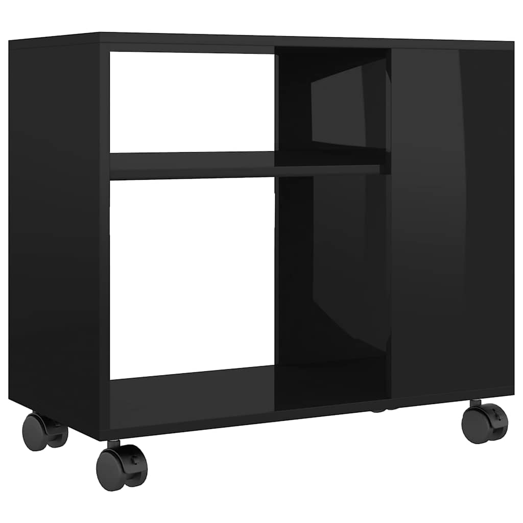 Side Table High Gloss Black 70X35X55 Cm Engineered Wood