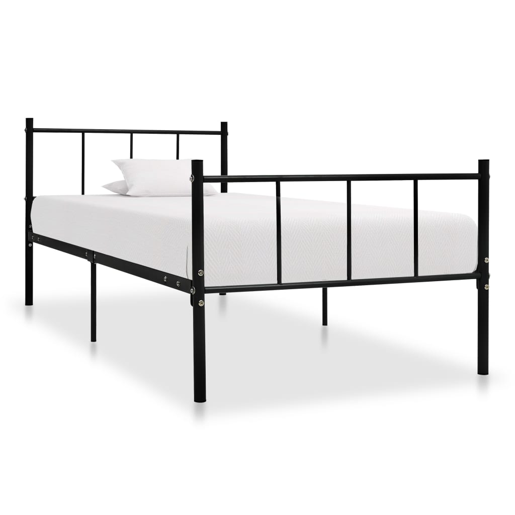 Bed Frame Black Metal 90X200 Cm