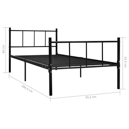 Bed Frame Black Metal 90X200 Cm