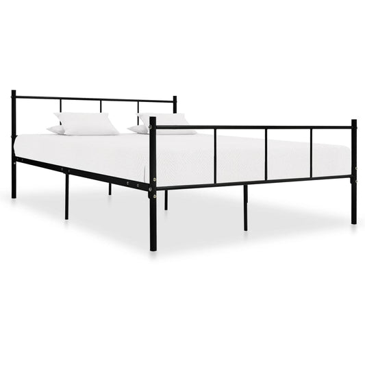 Bed Frame Without Mattress Black Metal 140X200 Cm