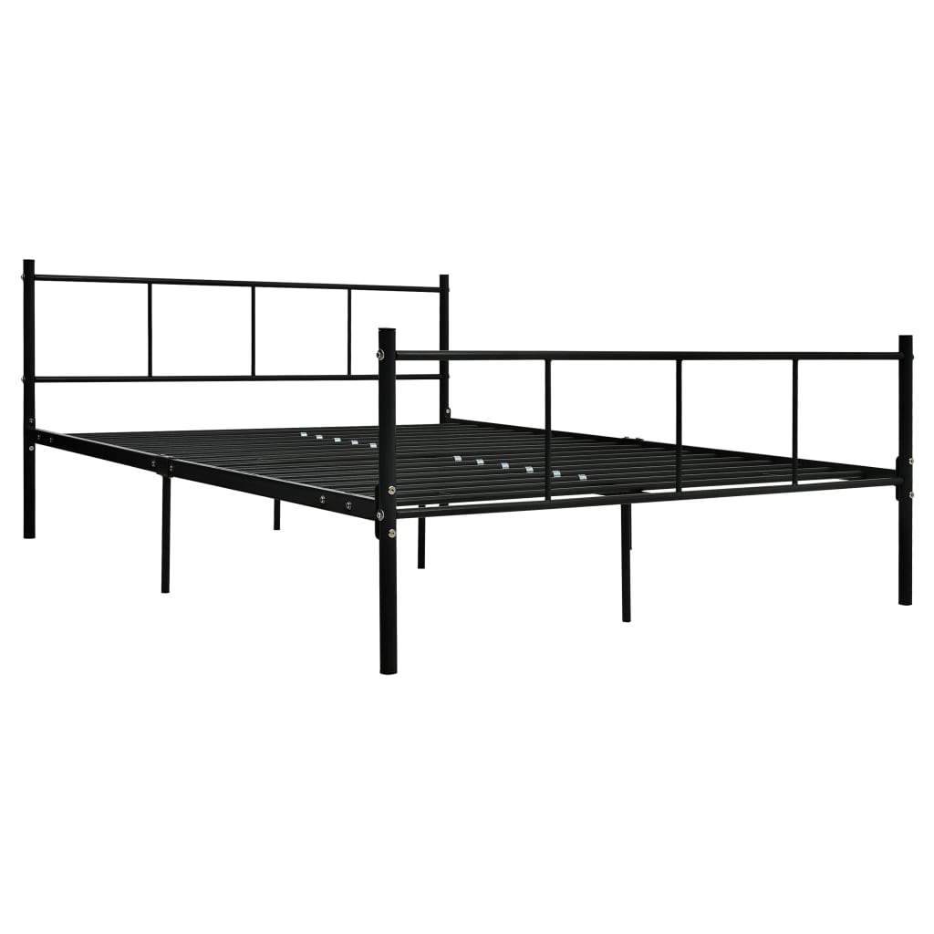 Bed Frame Without Mattress Black Metal 140X200 Cm