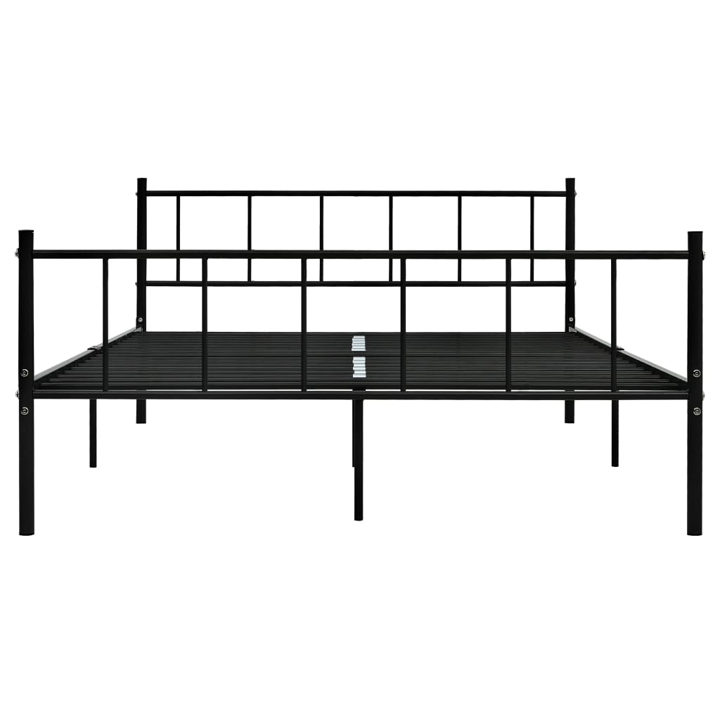 Bed Frame Without Mattress Black Metal 180X200 Cm Super King