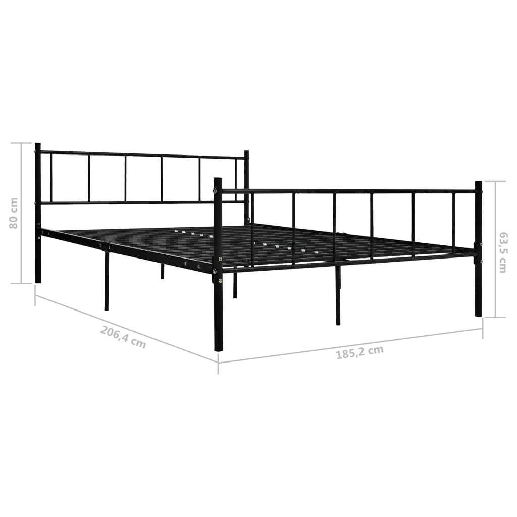 Bed Frame Without Mattress Black Metal 180X200 Cm Super King