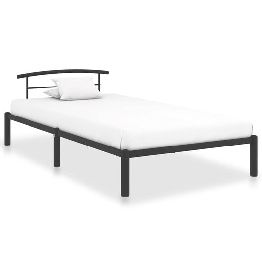 284656 Bed Frame Without Mattress Black Metal 90X200 Cm